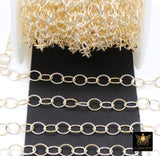 14 K Gold Filled Mixed Metal Rolo Chain, 7.6 mm Oval Drawn CH# 895, 6 mm 925 Sterling Silver Oval Chains