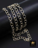 14 K Gold Filled Mixed Metal Rolo Chain, 7.6 mm Oval Drawn CH# 895, 6 mm 925 Sterling Silver Two Tone Oval Chains