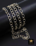 14 K Gold Filled Mixed Metal Rolo Chain, 7.6 mm Oval Drawn CH# 895, 6 mm 925 Sterling Silver Two Tone Oval Chains