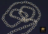 14 K Gold Filled Mixed Metal Rolo Chain, 7.6 mm Oval Drawn CH# 895, 6 mm 925 Sterling Silver Two Tone Oval Chains