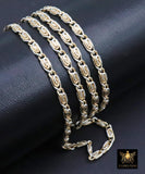 Mixed Metal Sterling Silver Bar Chain, 10 mm Sequin Chains CH# 893, 14 K Gold Filled Oval Scroll Bar