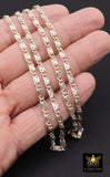 Mixed Metal Sterling Silver Bar Chain, 10 mm Sequin Chains CH# 893, 14 K Gold Filled Oval Scroll Bar