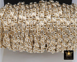 Mixed Metal Sterling Silver Bar Chain, 10 mm Sequin Chains CH# 893, 14 K Gold Filled Oval Scroll Bar