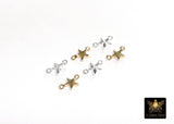 Gold Filled Star Connector, Sterling Silver Starburst Two Loop Links #3900, 925 Sterling Silver Links, Permanent Jewelry, 5 x 9 mm