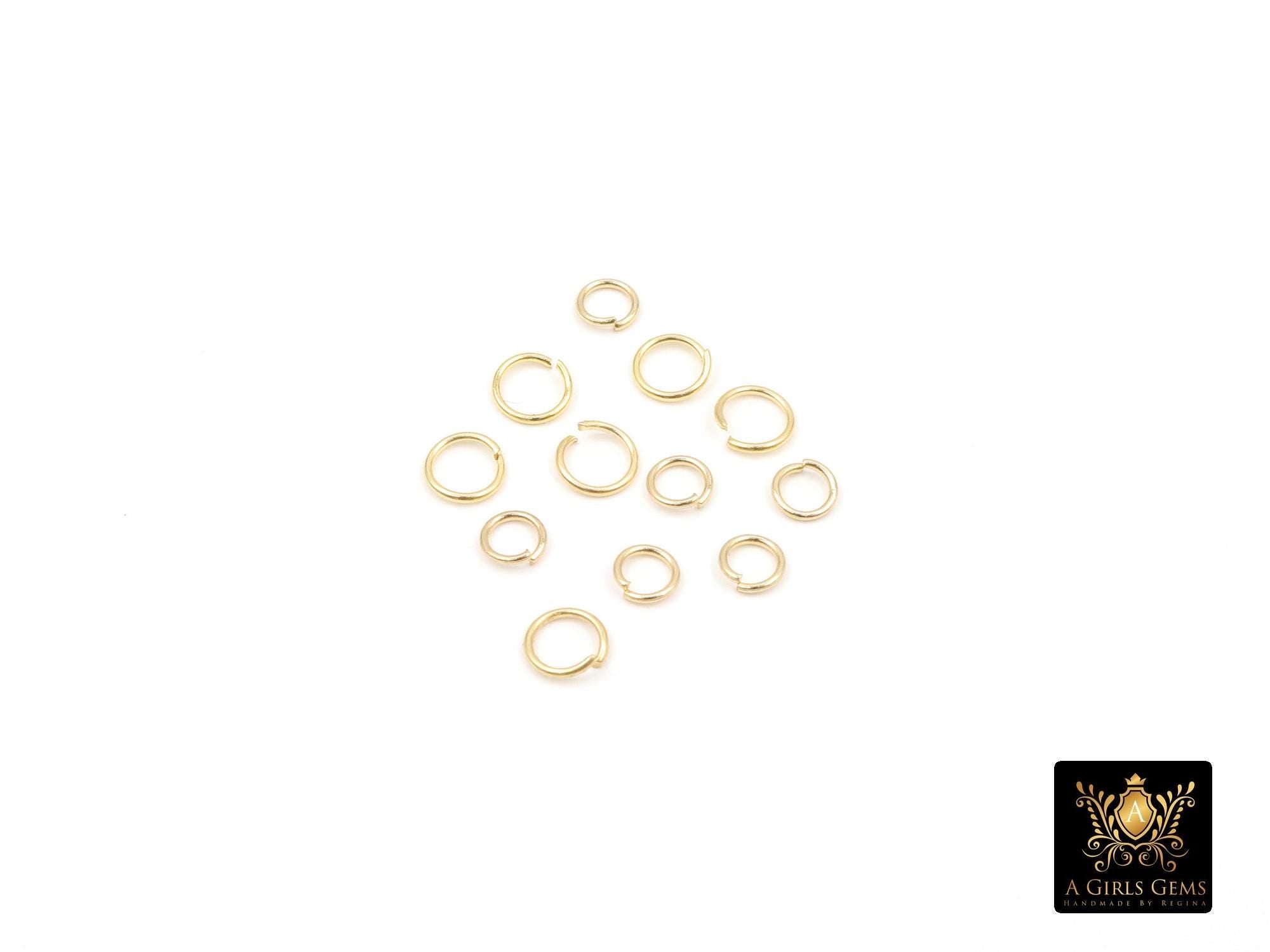 Stainless Steel Jump Rings, 18 K Genuine Gold Plated Open Rings 22 Gauge AG 3672, 4 mm or 5 mm