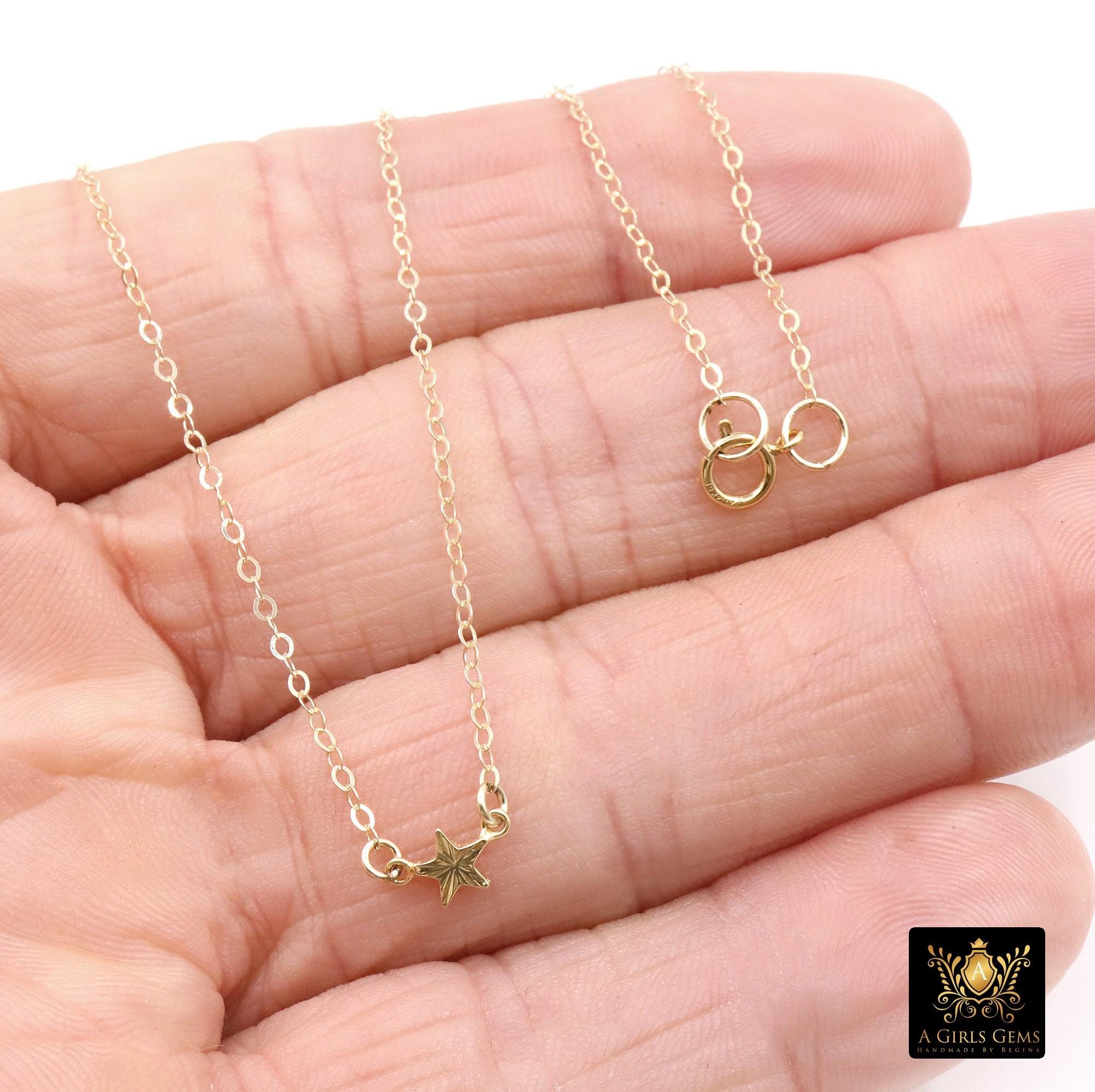 14 K Gold Filled Star Necklace, 925 Sterling Silver Star Everyday Choker, Dainty Minimalist Chain Necklace