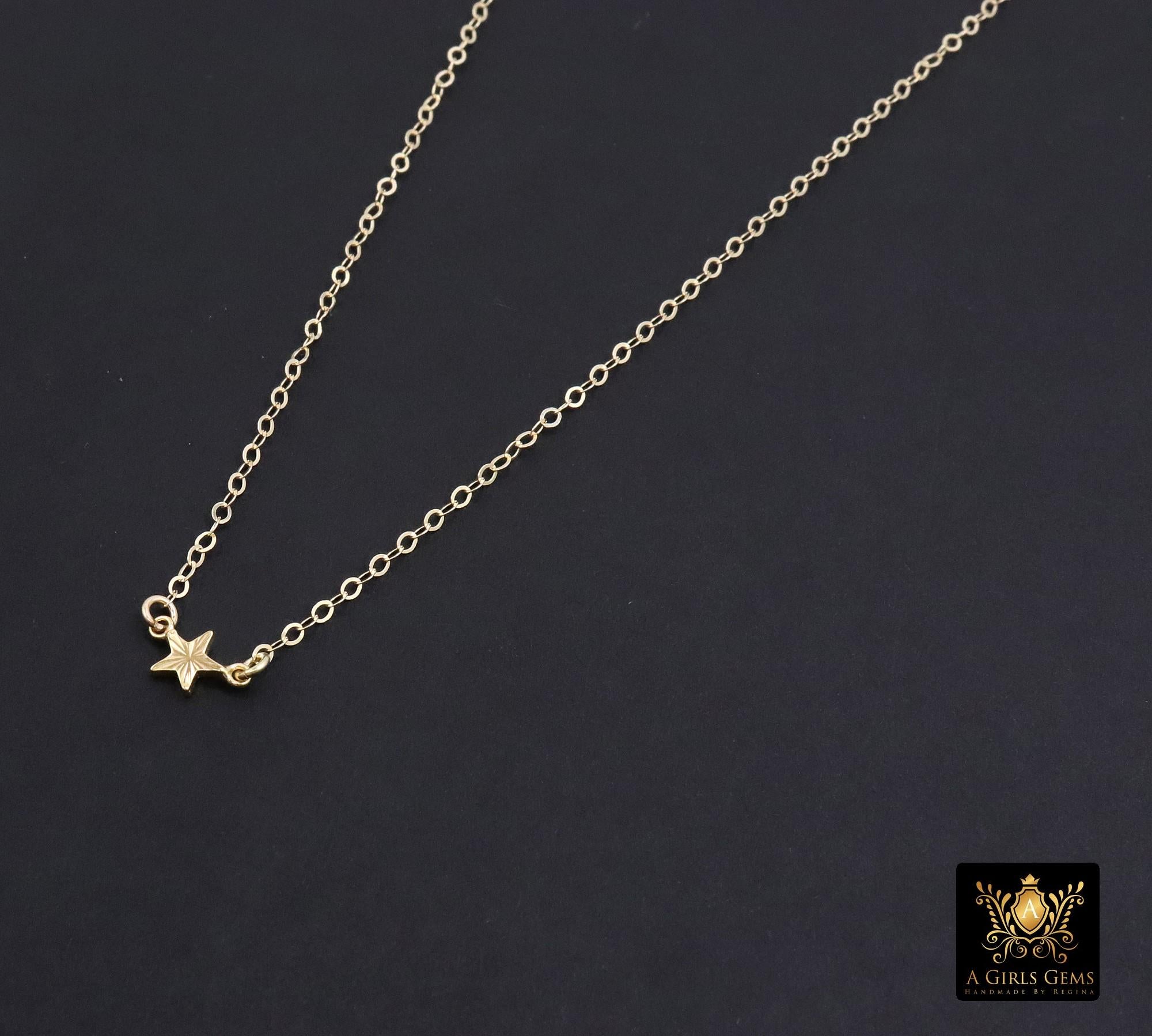 14 K Gold Filled Star Necklace, 925 Sterling Silver Star Everyday Choker, Dainty Minimalist Chain Necklace