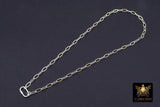 Mixed Metal Paperclip Chain Carabiner Necklace, 14 K Gold Filled & Sterling Silver Screw Clasp,Two Tone Oval Link, Waterproof
