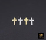 Gold CZ Pave Cross Charms, Silver Cross Charms for Bracelet or Necklace AG 3671, Cubic Zirconia Charms