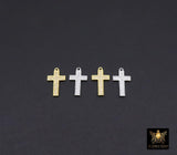 Gold CZ Pave Cross Charms, Silver Cross Charms for Bracelet or Necklace AG 3671, Cubic Zirconia Charms