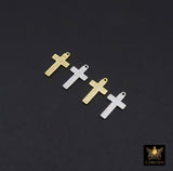 Gold CZ Pave Cross Charms, Silver Cross Charms for Bracelet or Necklace AG 3671, Cubic Zirconia Charms