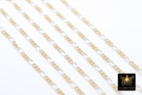 14 K Gold Filled Mixed Metal Figaro Chain, 6.2 mm 925 Sterling Silver Two Tone 3/1, By The Foot CH# 896