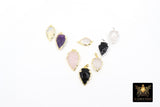 Black Obsidian Arrowhead Charm, Small Gold or Silver Edge Opalite AG 658, Raw Crystal Quartz Arrow Tribal Pendants