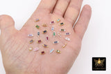 14 K Gold Filled CZ Rectangle Baguette Connectors (3.5 x 9.2 mm), 925 Sterling Silver Birthstone Cubic Zirconia Bezel Links, Square Earring Links, Permanent Jewelry