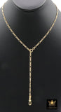 925 Sterling Silver Swivel Fob Figaro Necklace, 14 K Gold Filled Double Charms Chain Adjustable Lariat Choker, Figaro Charm Necklace