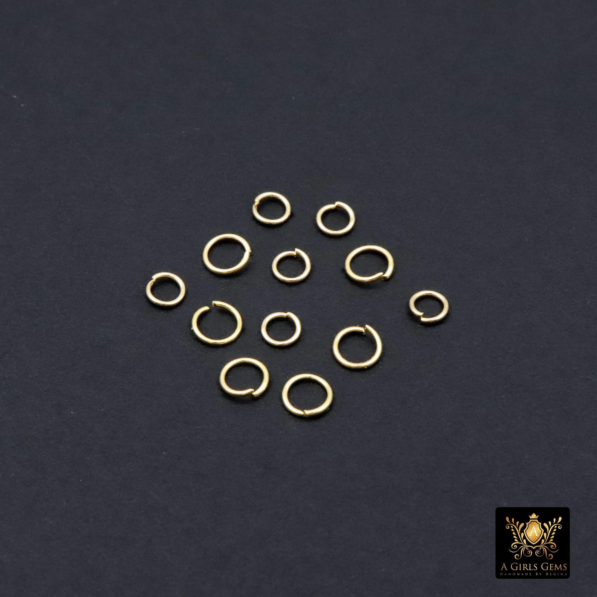 Stainless Steel Jump Rings, 18 K Genuine Gold Plated Open Rings 22 Gauge AG 2794, 4 mm or 5 mm