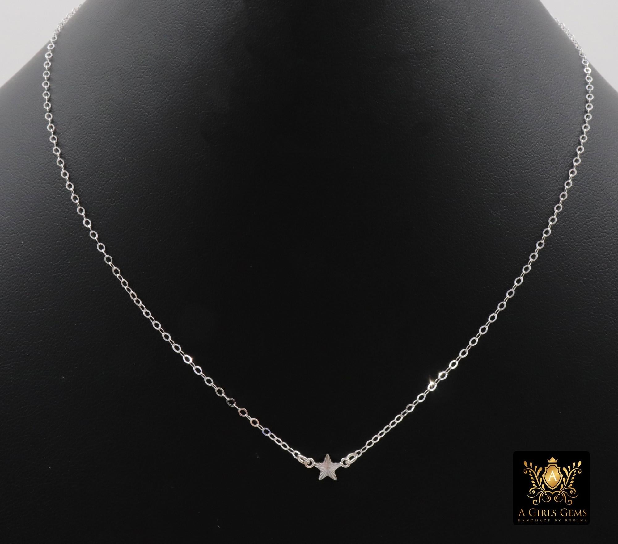 14 K Gold Filled Star Necklace, 925 Sterling Silver Star Everyday Choker, Dainty Minimalist Chain Necklace