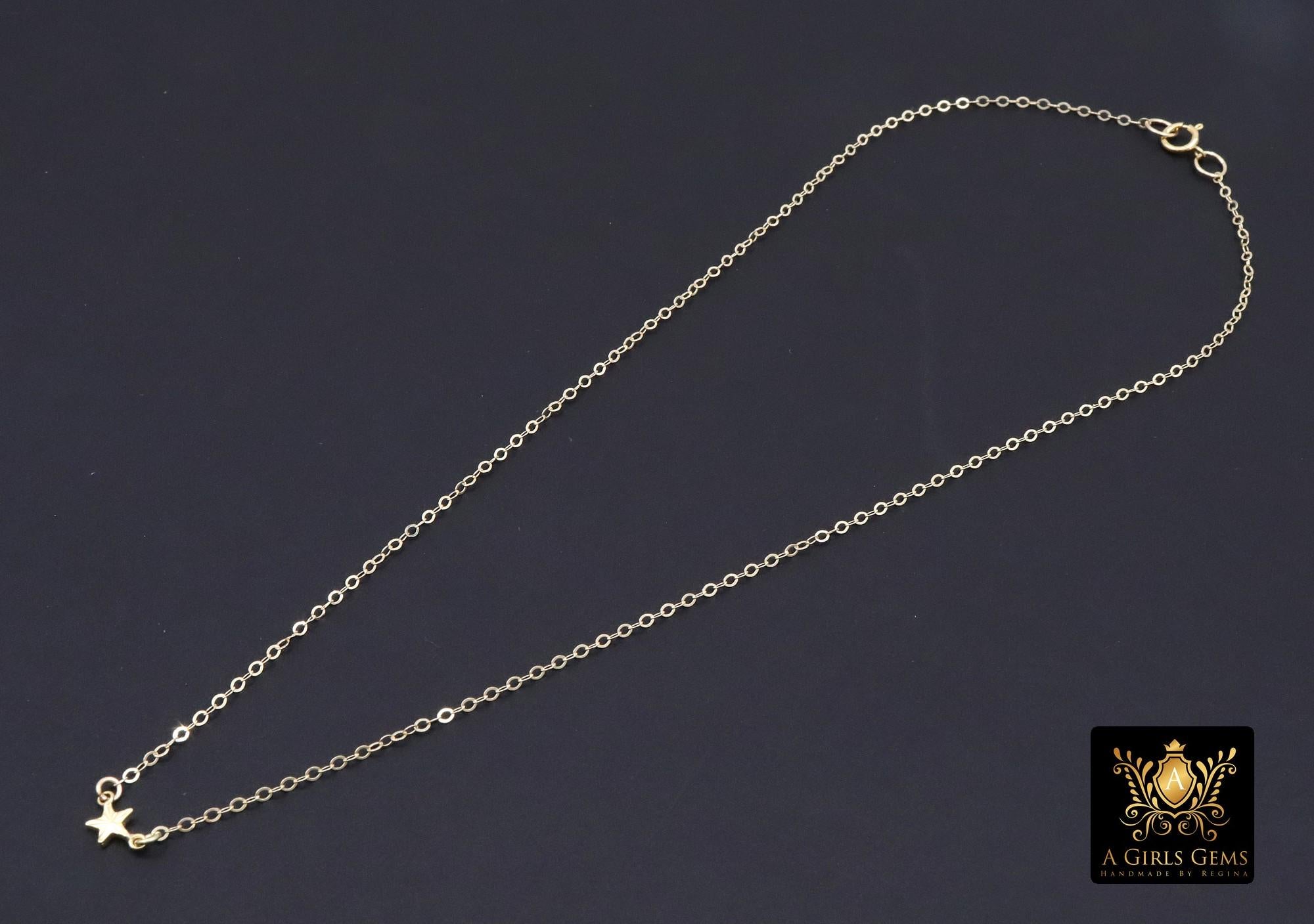 14 K Gold Filled Star Necklace, 925 Sterling Silver Star Everyday Choker, Dainty Minimalist Chain Necklace
