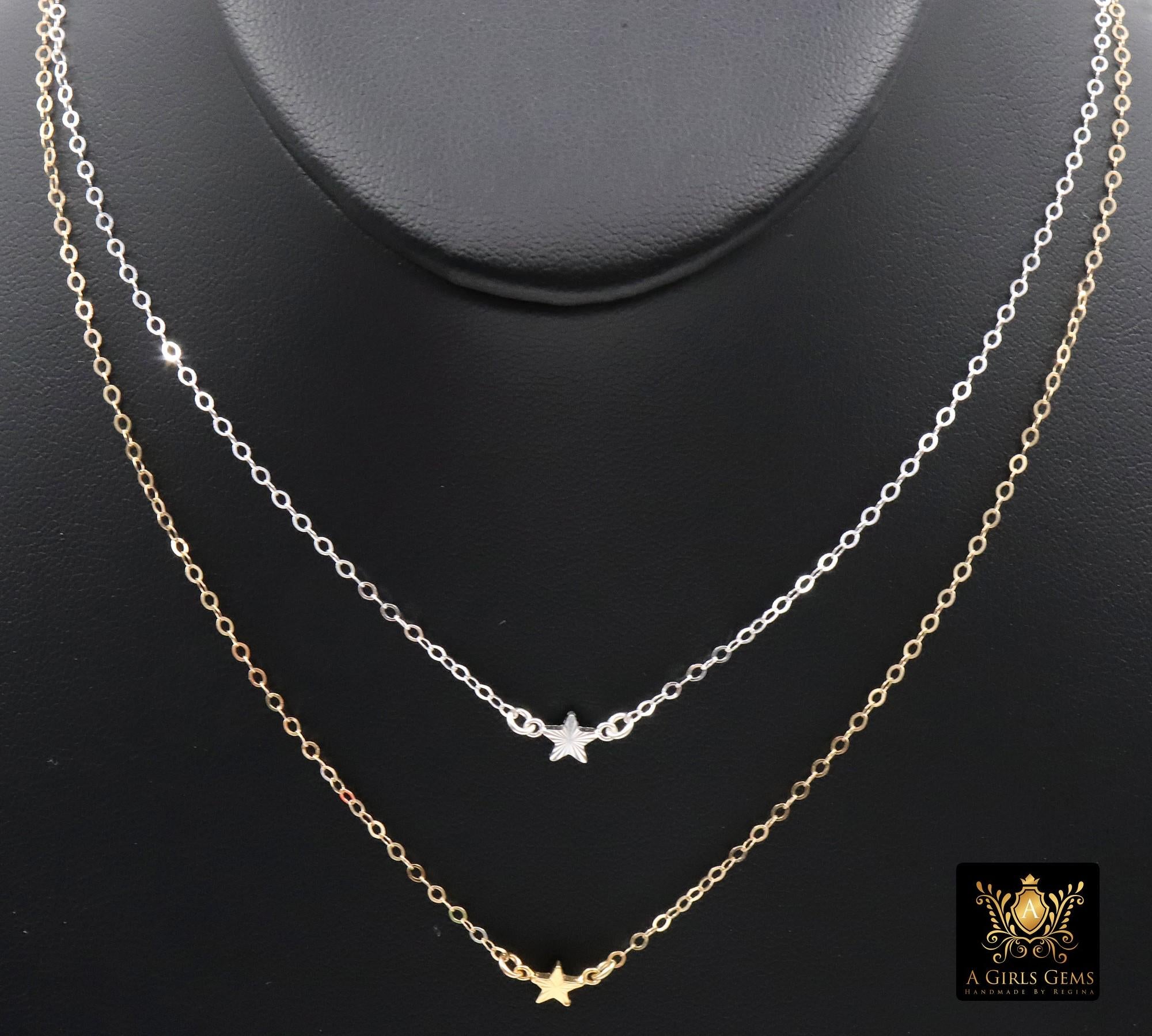14 K Gold Filled Star Necklace, 925 Sterling Silver Star Everyday Choker, Dainty Minimalist Chain Necklace, Starburst Choker