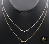 14 K Gold Filled Star Necklace, 925 Sterling Silver Star Everyday Choker, Dainty Minimalist Chain Necklace, Starburst Choker