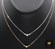 14 K Gold Filled Star Necklace, 925 Sterling Silver Star Everyday Choker, Dainty Minimalist Chain Necklace