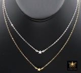 14 K Gold Filled Star Necklace, 925 Sterling Silver Star Everyday Choker, Dainty Minimalist Chain Necklace