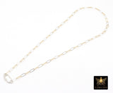 Mixed Metal Paperclip Chain Carabiner Necklace, 14 K Gold Filled & Sterling Silver Screw Clasp,Two Tone Oval Link, Waterproof
