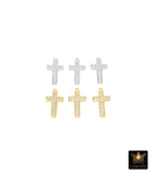 Gold CZ Pave Cross Charms, Silver Cross Charms for Bracelet or Necklace AG 3671, Cubic Zirconia Charms
