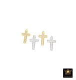 Gold CZ Pave Cross Charms, Silver Cross Charms for Bracelet or Necklace, Cubic Zirconia Charms