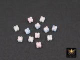 Clover 6 mm Beads, Pink Blue or White Opalite Small Dainty Quatrefoil Beads # 3675, 1 mm Side to Side Holes