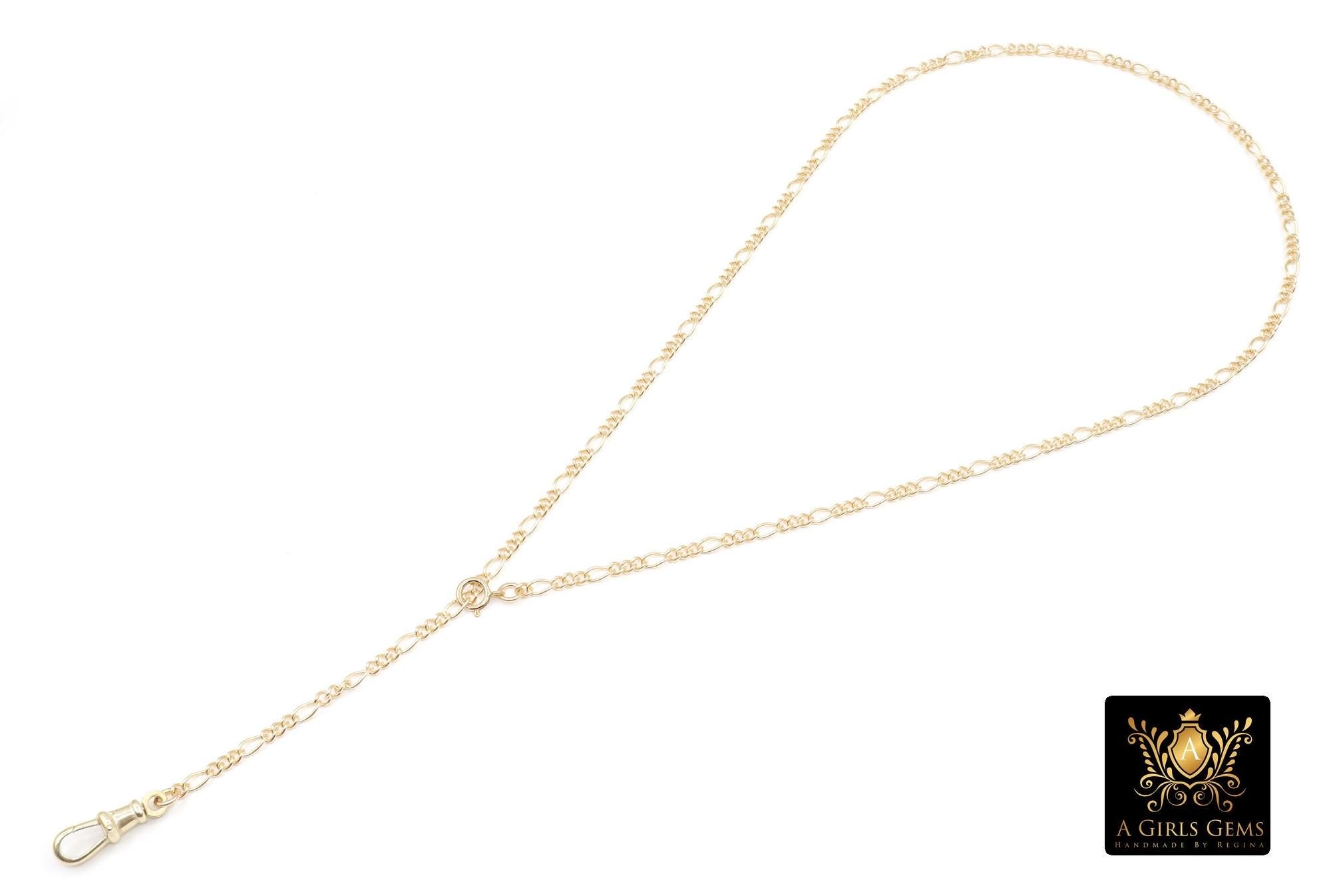 14 K Gold Filled Swivel Fob Bar Necklace, 925 Sterling Silver Figaro Chain Adjustable Lariat Choker, Figaro Charm Necklace