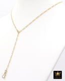 14 K Gold Filled Swivel Fob Bar Necklace, 925 Sterling Silver Figaro Chain Adjustable Lariat Choker, Figaro Charm Necklace