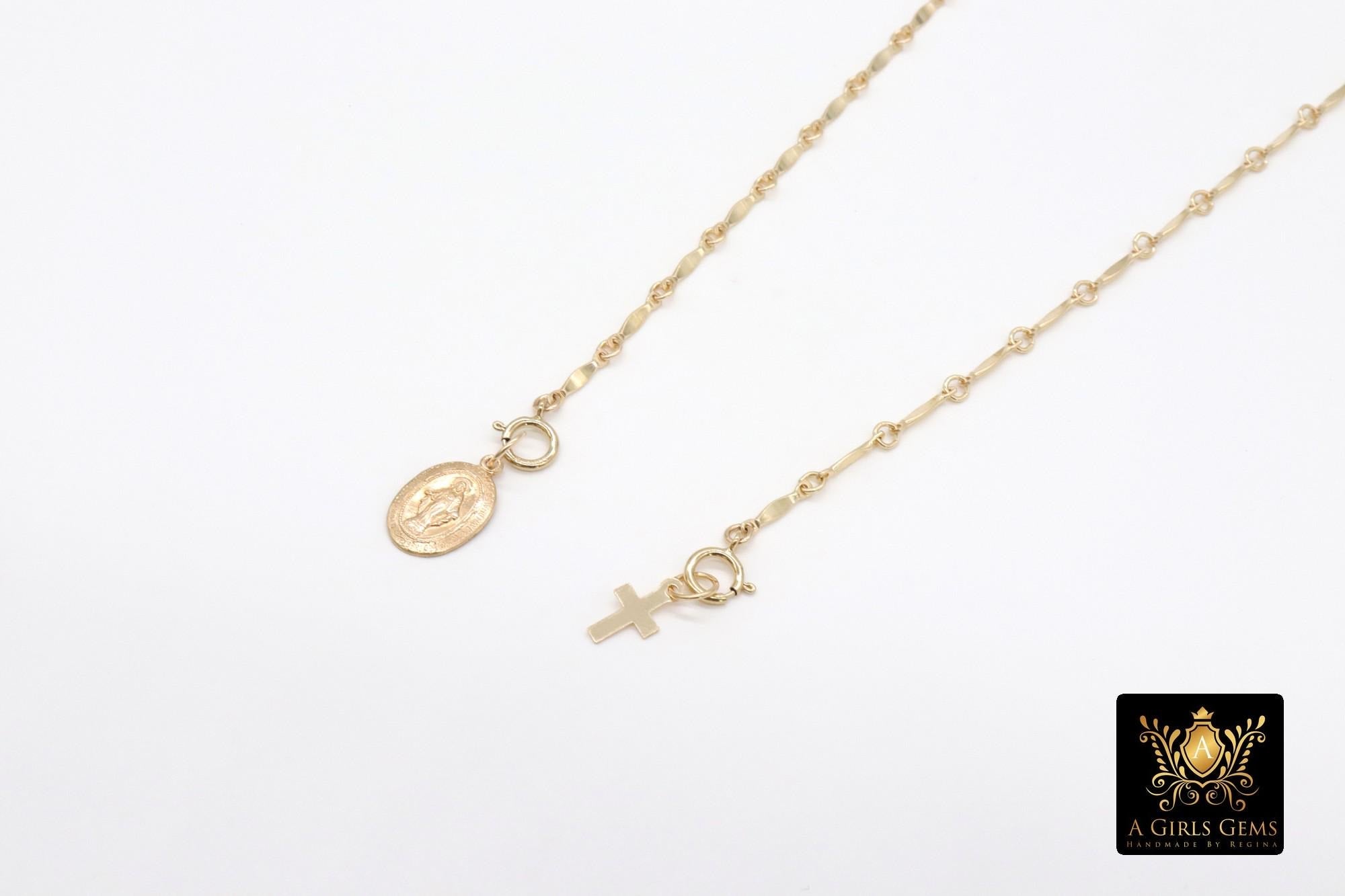 14 K Gold Filled Dap Bar Extender with Three 6 mm Cross Charms, 925 Sterling Silver Dap Bar Charms Extender Chains