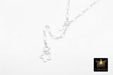 925 Sterling Silver Oval Rolo Bar Necklace, Adjustable 14 K Gold Filled Lariat Choker, Long Short Bar Charm Necklace