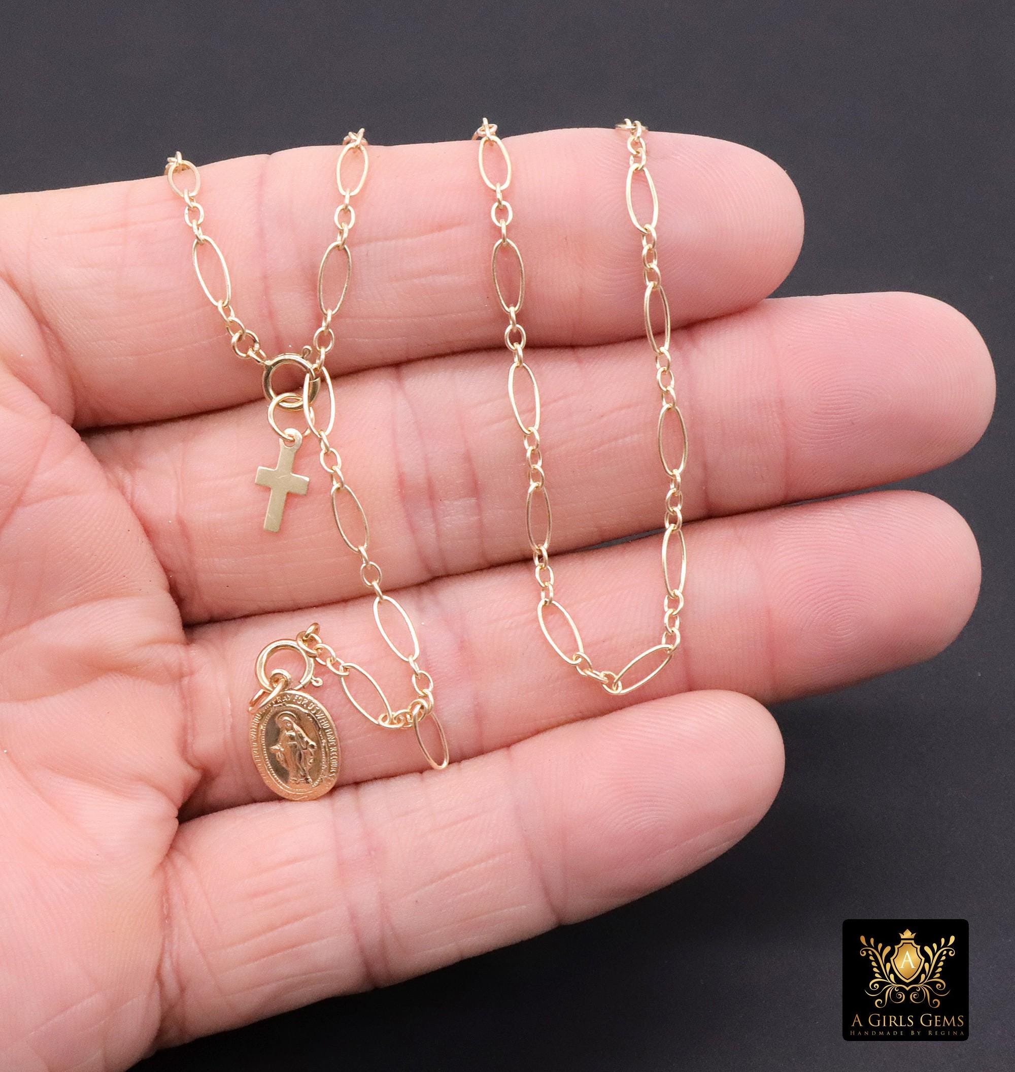 925 Sterling Silver Oval Rolo Bar Necklace, Adjustable 14 K Gold Filled Lariat Choker, Long Short Bar Charm Necklace, Double Clasps Necklace