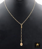 925 Sterling Silver Oval Rolo Bar Necklace, Adjustable 14 K Gold Filled Lariat Choker, Long Short Bar Charm Necklace