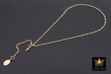925 Sterling Silver Figaro Necklace, Adjustable 14 K Gold Filled Lariat Choker, Long Short Charm Necklace, Double Clasps Necklace