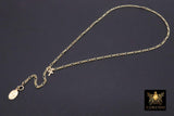 925 Sterling Silver Figaro Necklace, Adjustable 14 K Gold Filled Lariat Choker, Long Short Charm Necklace, Double Clasps Necklace