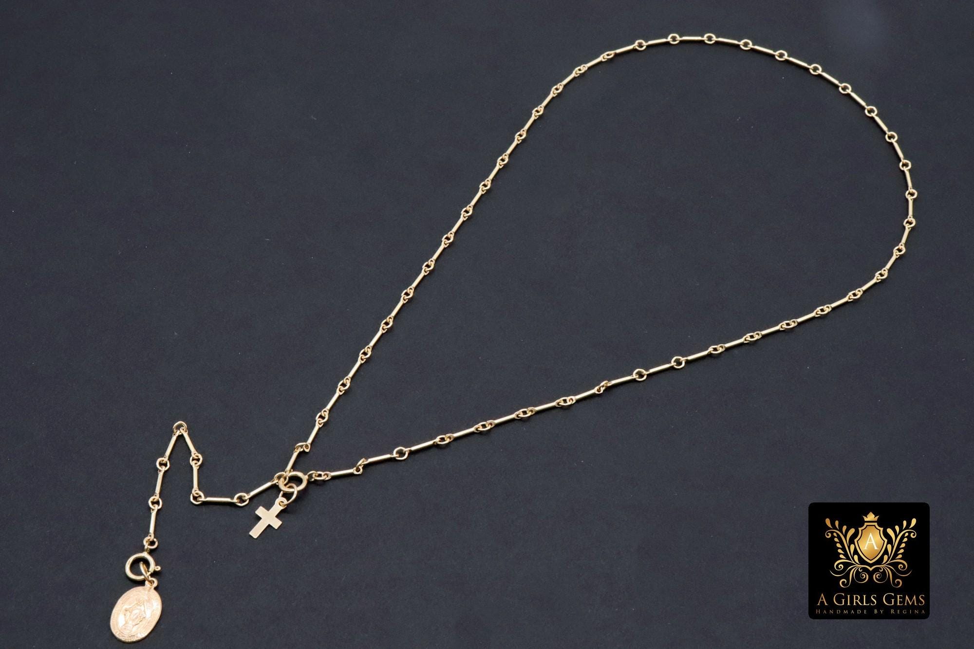 925 Sterling Silver Long Bar Necklace, Adjustable 14 K Gold Filled Bar Chain Lariat Choker, Long Bar Charms Necklace