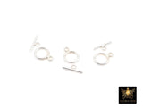 925 Sterling Silver Toggle Clasp, Small Round Clasps with Toggle Bar Connectors # 2305, 8.9 x 12 mm and 12 mm Bar