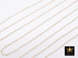 14 K Gold Filled Bar Mixed Metal Chain, 1.6 mm Two Tone 925 Sterling Silver Cable CH# 966, 4.8 mm Unfinished Long and Short