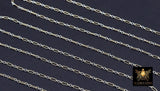 14 K Gold Filled Bar Mixed Metal Chain, 1.6 mm Two Tone 925 Sterling Silver Cable CH# 897, 4.8 mm or 6.5mm