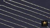 14 K Gold Filled Bar Mixed Metal Chain, 1.6 mm Two Tone 925 Sterling Silver Cable CH# 966, 4.8 mm Unfinished Long and Short