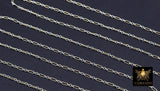 14 K Gold Filled Bar Mixed Metal Chain, 1.6 mm Two Tone 925 Sterling Silver Cable CH# 966, 4.8 mm Unfinished Long and Short