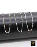 14 K Gold Filled Two Tone Satellite Chains, 925 Sterling Silver Mixed Metal 2.3 mm Rondelle Beads CH# 893, 1.4 mm Cable Chains CH# 898