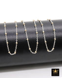14 K Gold Filled Two Tone Satellite Chains, 925 Sterling Silver Mixed Metal 2.3 mm Rondelle Beads CH# 893, 1.4 mm Cable Chains CH# 898