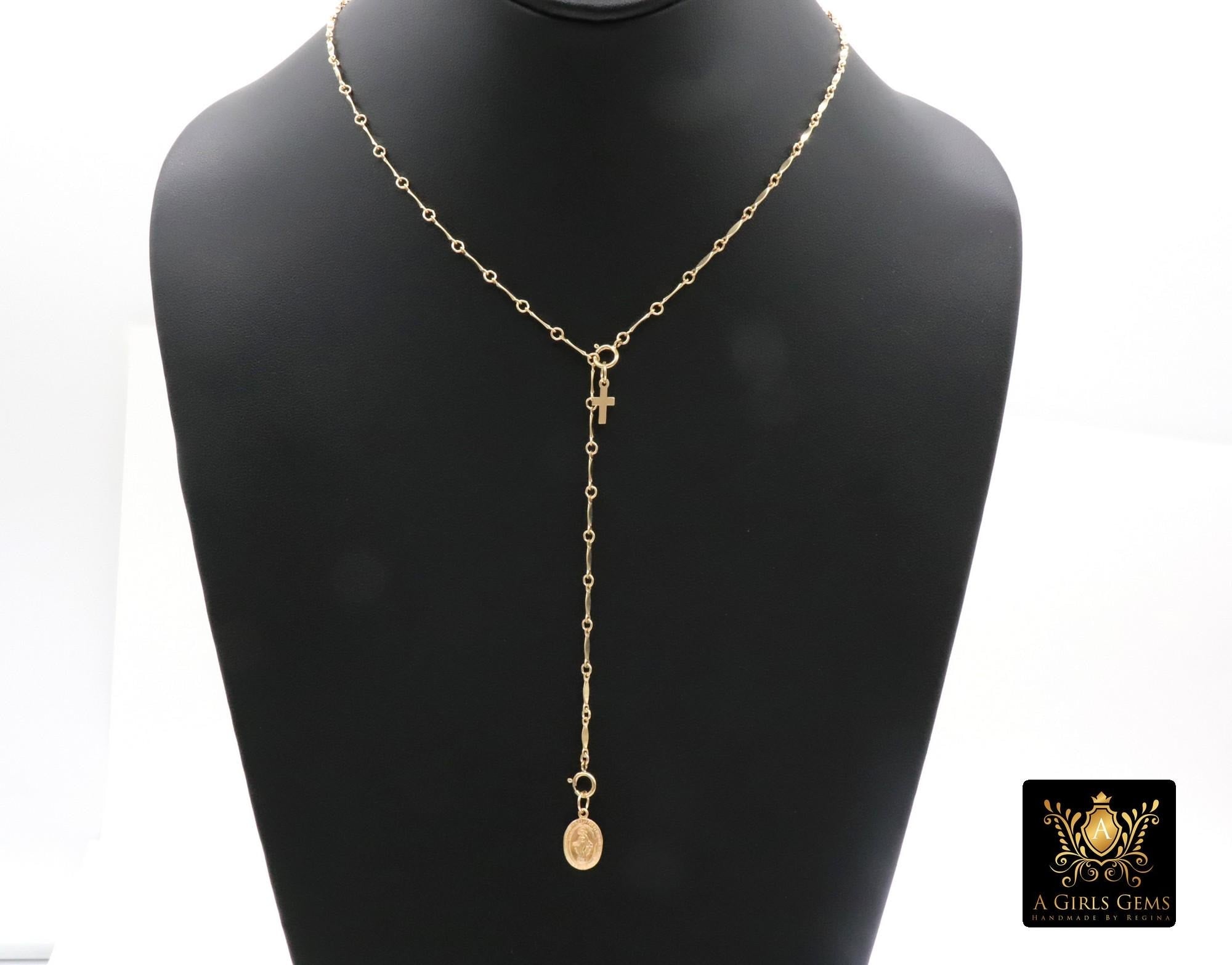 14 K Gold Filled Dap Bar Necklace, Adjustable Gold Bar Chain Lariat Choker, Long Bar Charms Necklace