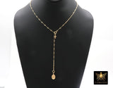 14 K Gold Filled Dap Bar Necklace, Adjustable Gold Bar Chain Lariat Choker, Long Bar Charms Necklace