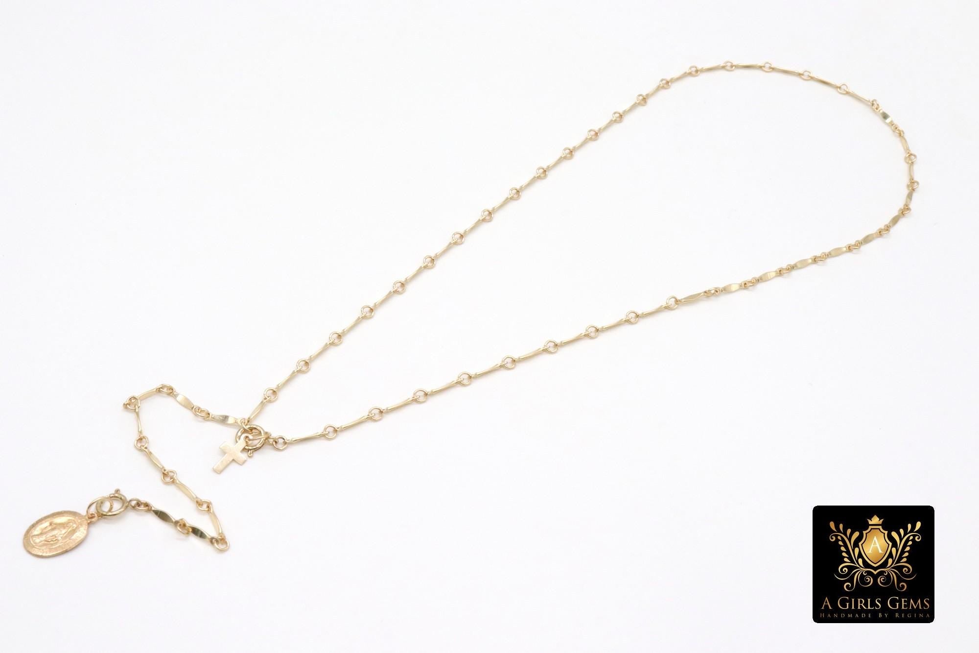 14 K Gold Filled Dap Bar Necklace, Adjustable Gold Bar Chain Lariat Choker, Long Bar Charms Necklace