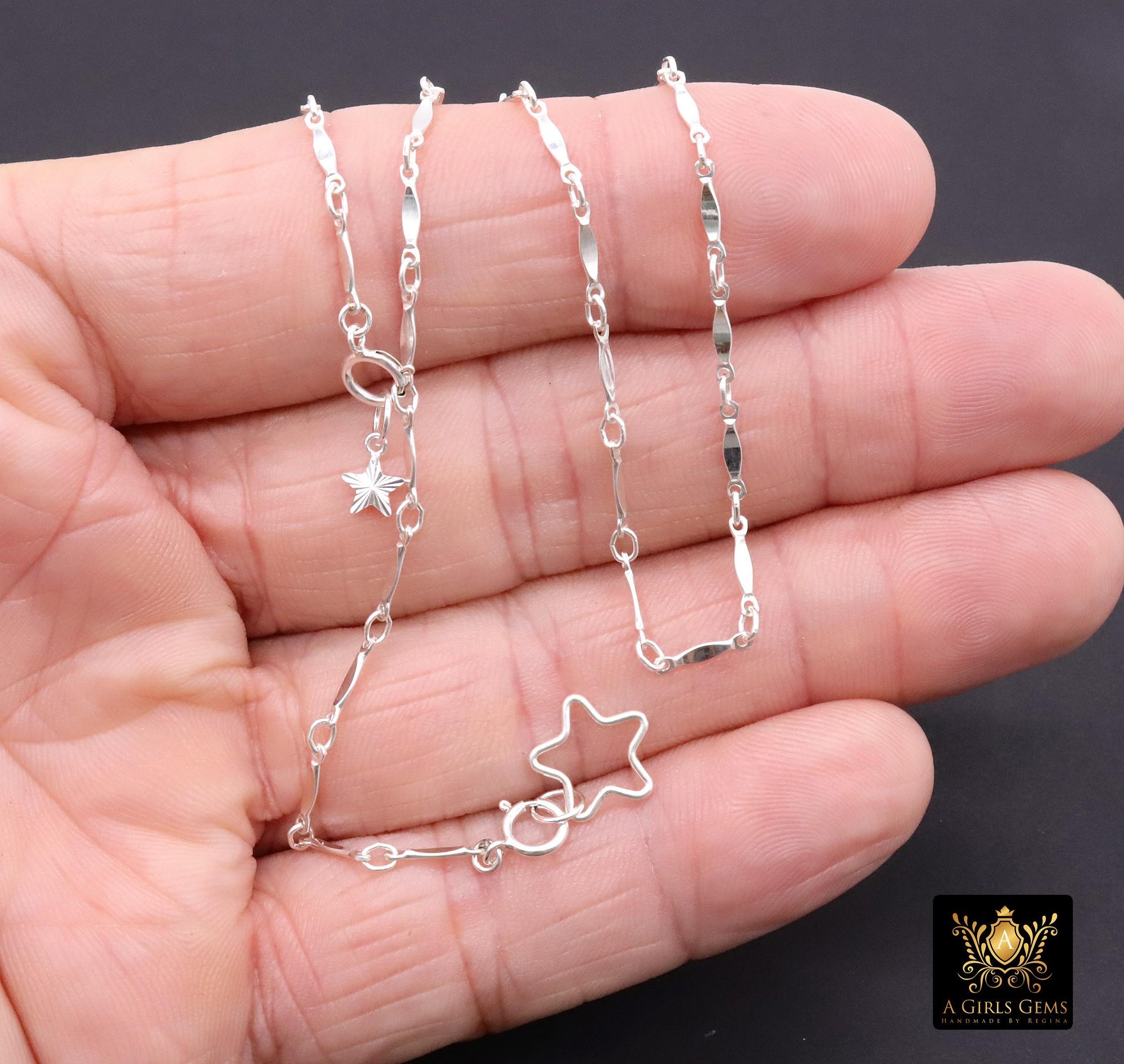 925 Sterling Silver Dap Bar Necklace, Adjustable 14 K Gold Filled Bar Chain Lariat Choker, Long Bar Charms Necklace, Double Clasps Necklace